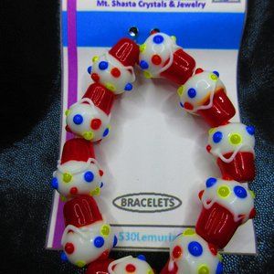 Cupcake Glass 7" Stretchy Bracelet Jewelry
